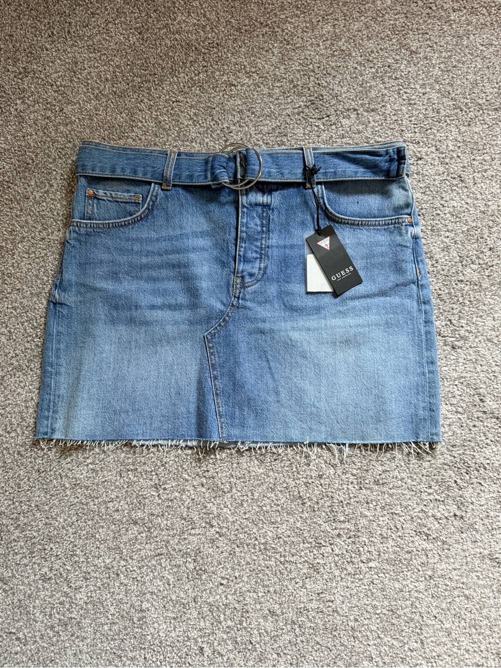 GUESS Light Blue Denim Mini Skirt with Ring Belt